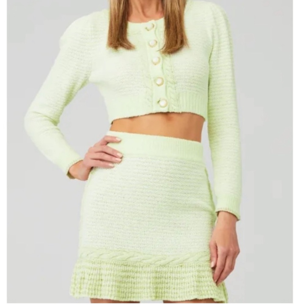 LoveShackFancy Light Green Mini Skirt